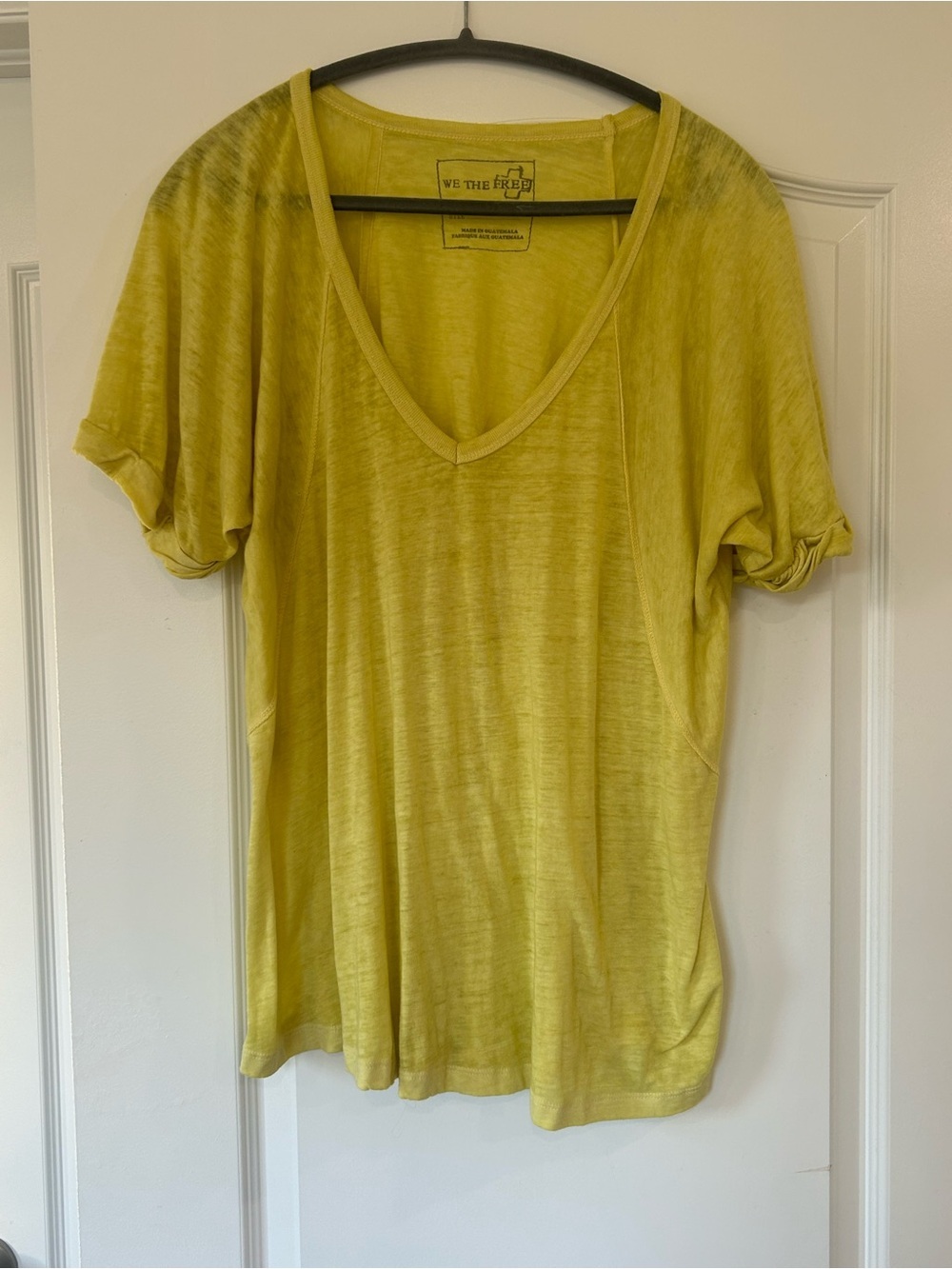 EUC Free People We The Free Yellow V-Neck Slub Tee | Medium